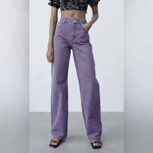 Zara Wide Leg Purple Denim Jeans Sz 6 (run small)
